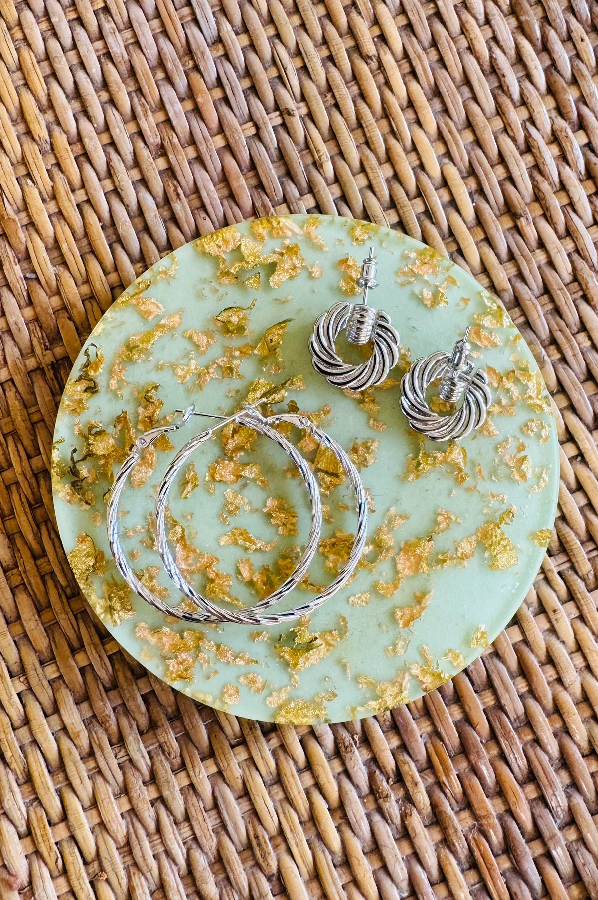 White Spiral Knocker Earrings in Silver - The Mercantile London