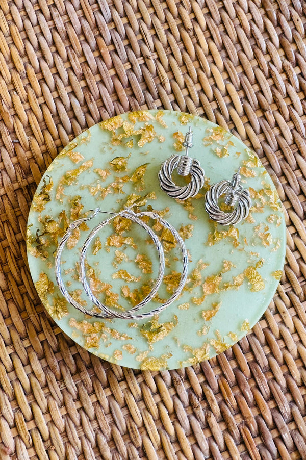 White Spiral Knocker Earrings in Silver - The Mercantile London