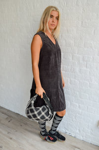 Fransa Salomi Grey Corduroy Dress - The Mercantile London