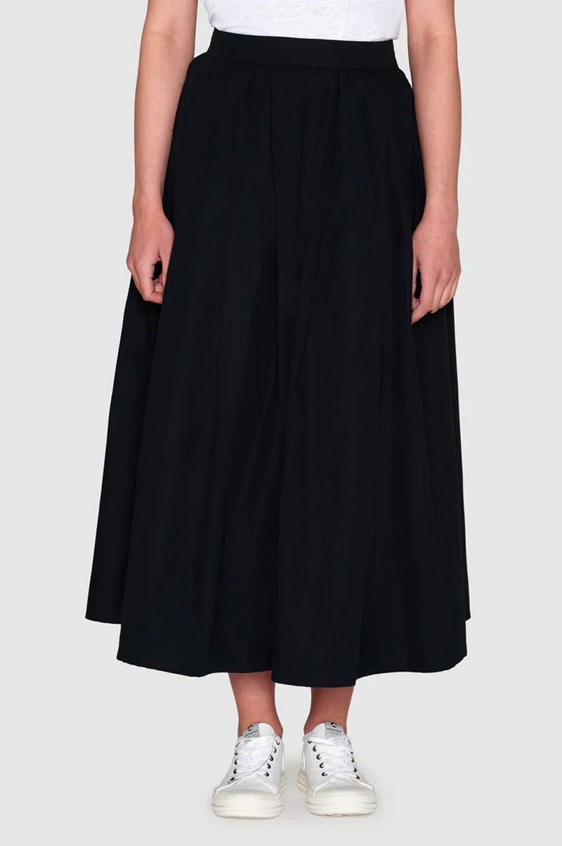 Knowledge Cotton Poplin Pleated Black Jet Skirt - The Mercantile London