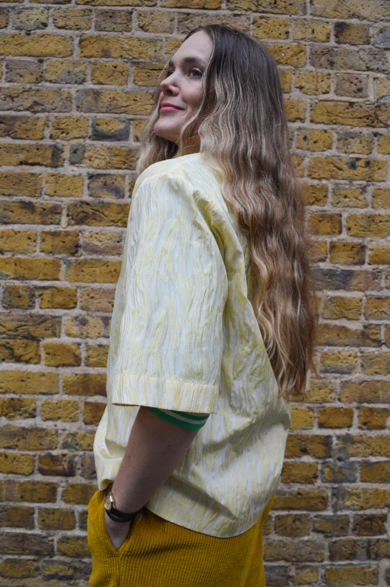 Stella Nova Light Yellow Jacquard Wave Shirt - The Mercantile London