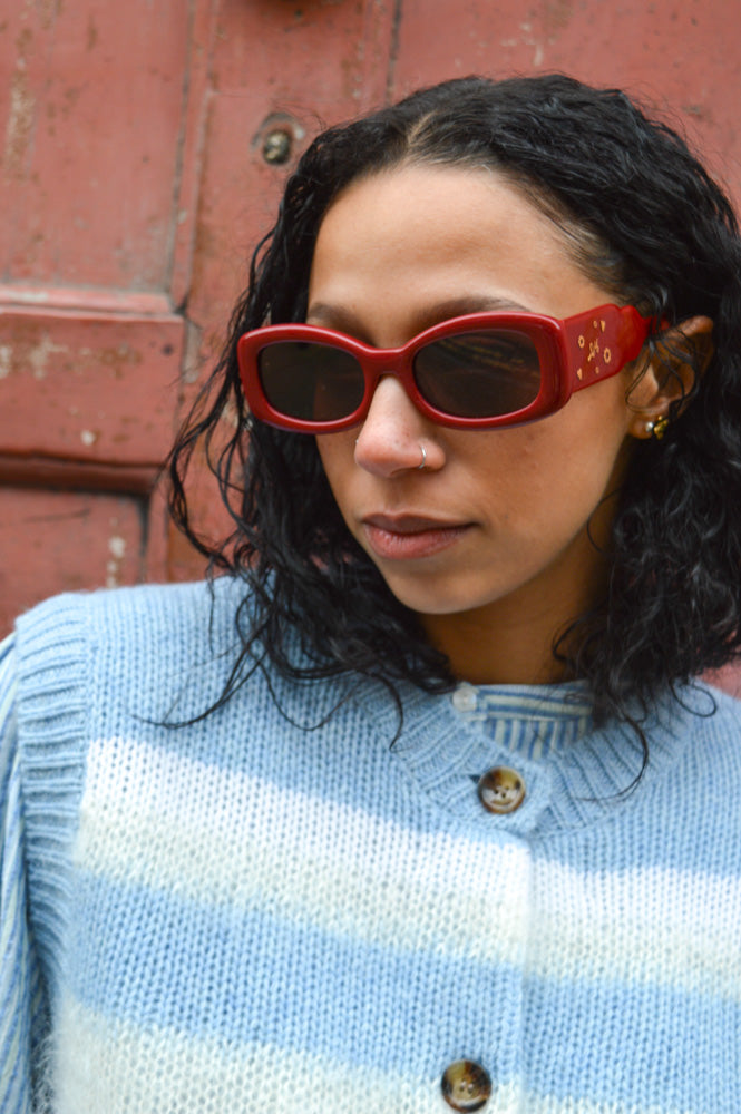 Damson Madder Round Square Red Charm Sunglasses - The Mercantile London