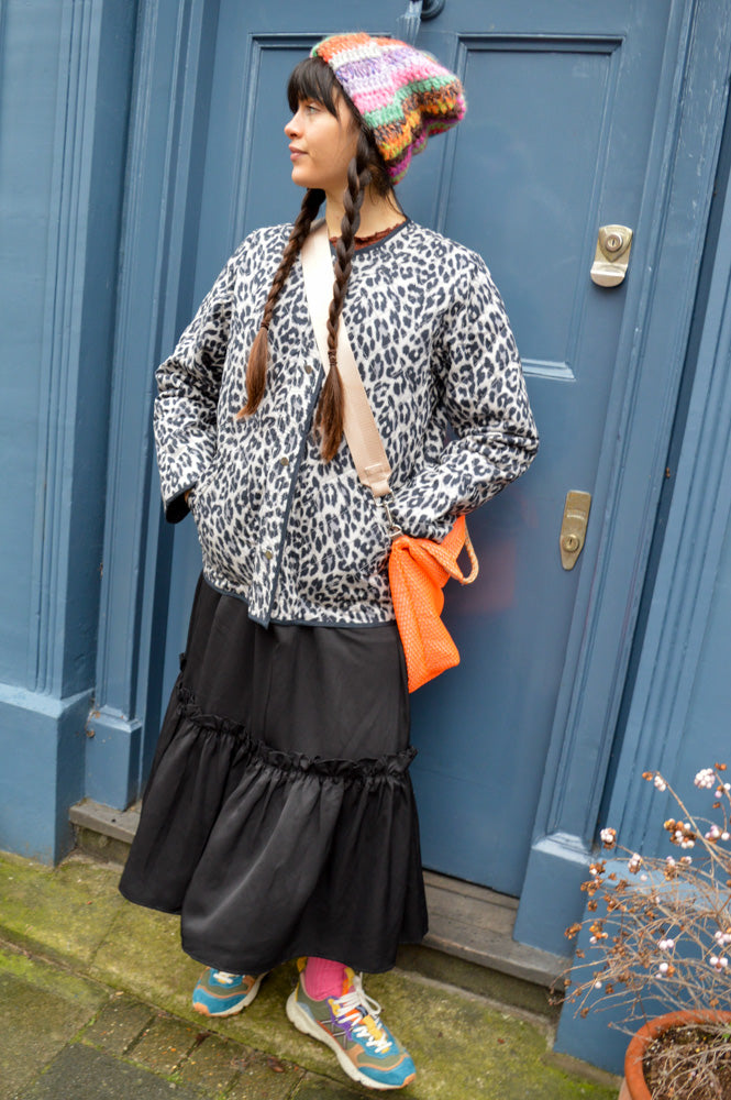 Lolly's Laundry Lily Quilted Grey Leopard Jacket - The Mercantile London