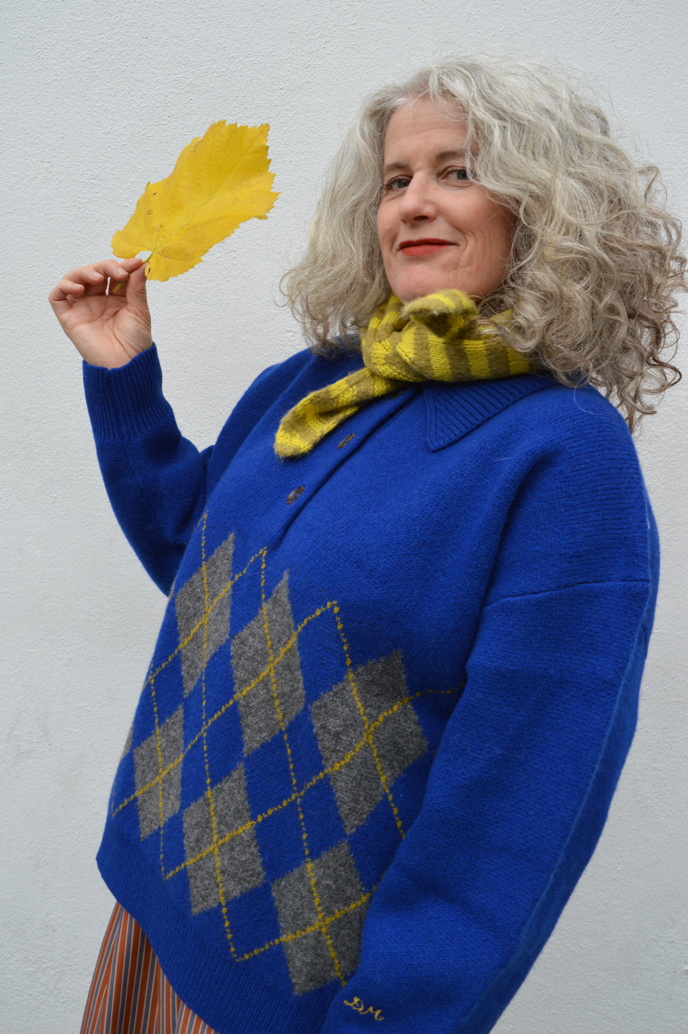 Damson Madder Saskia Slouchy Rugby Argyle Jumper - The Mercantile London