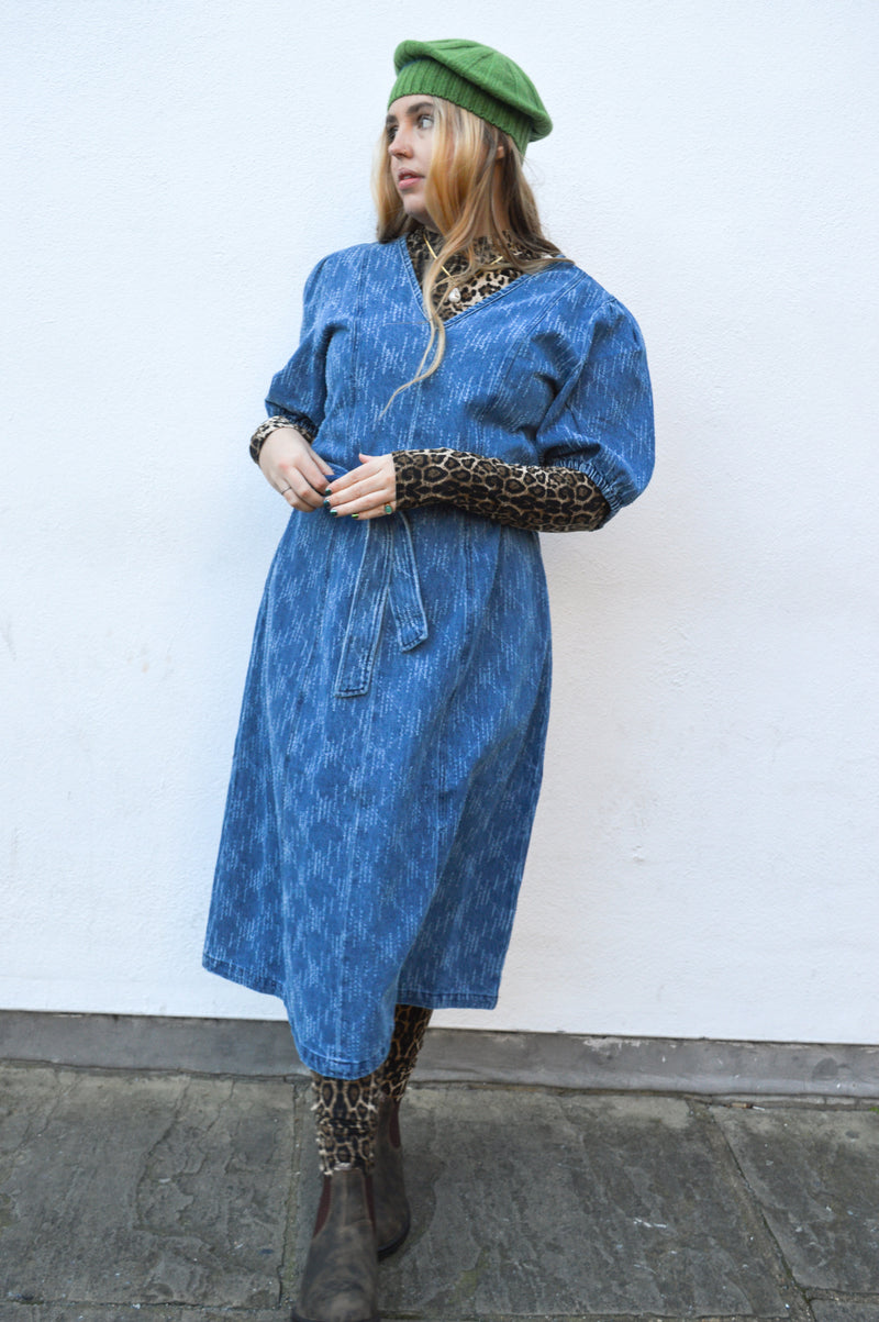ICHI Aski Medium Blue Denim Dress - The Mercantile London