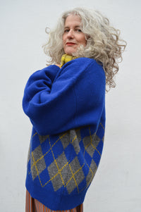 Damson Madder Saskia Slouchy Rugby Argyle Jumper - The Mercantile London