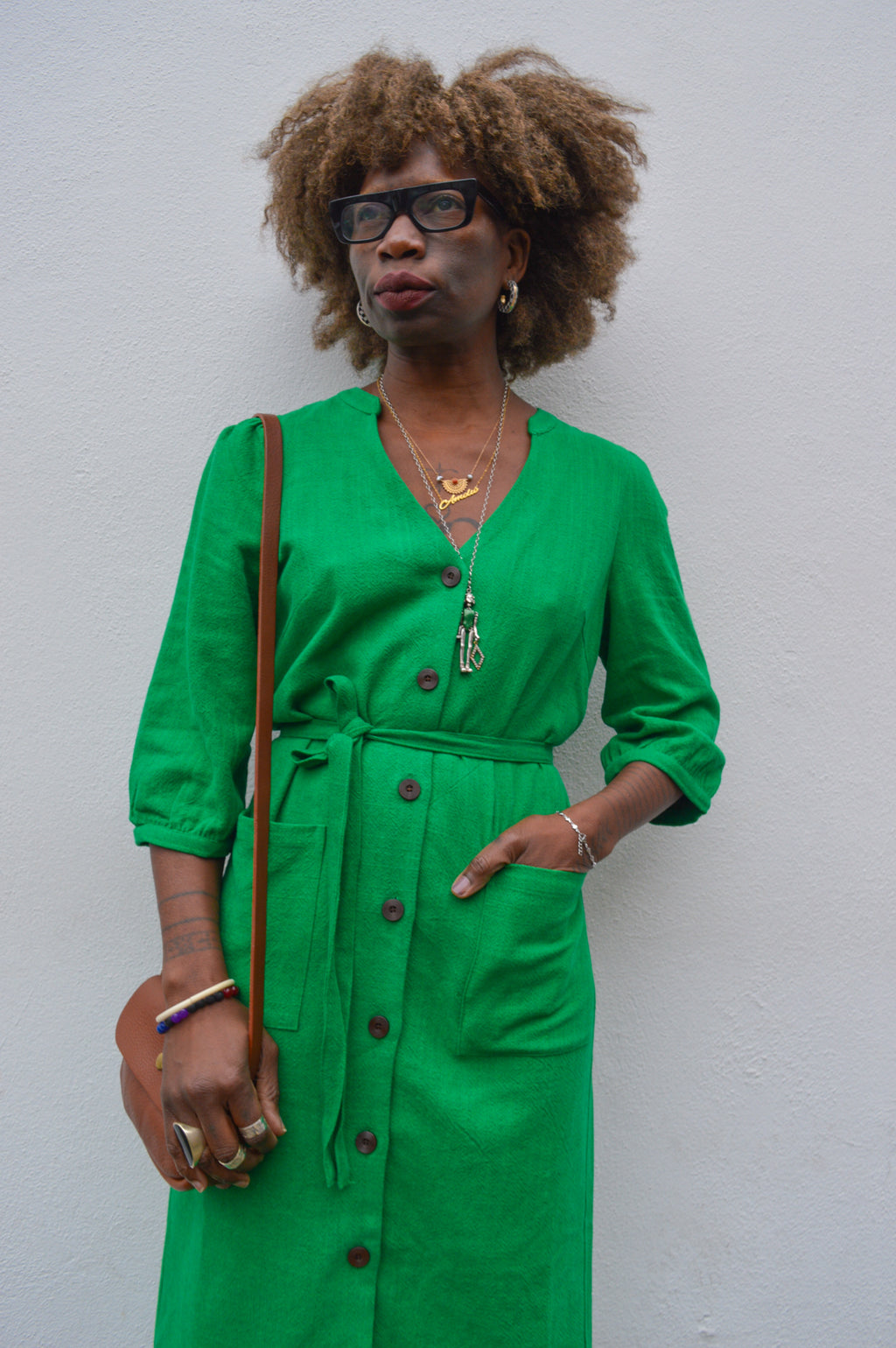 Lowie Emerald Button Through Dress - The Mercantile London
