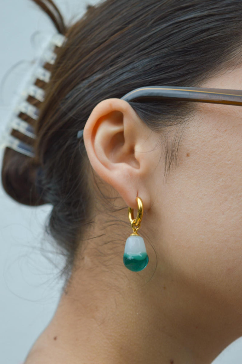 Sandralexandra Glass Pearl Aquamarine Earrings - The Mercantile London
