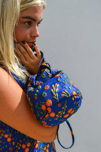 Compania Fantastica Navy Floral Jacquard Bag