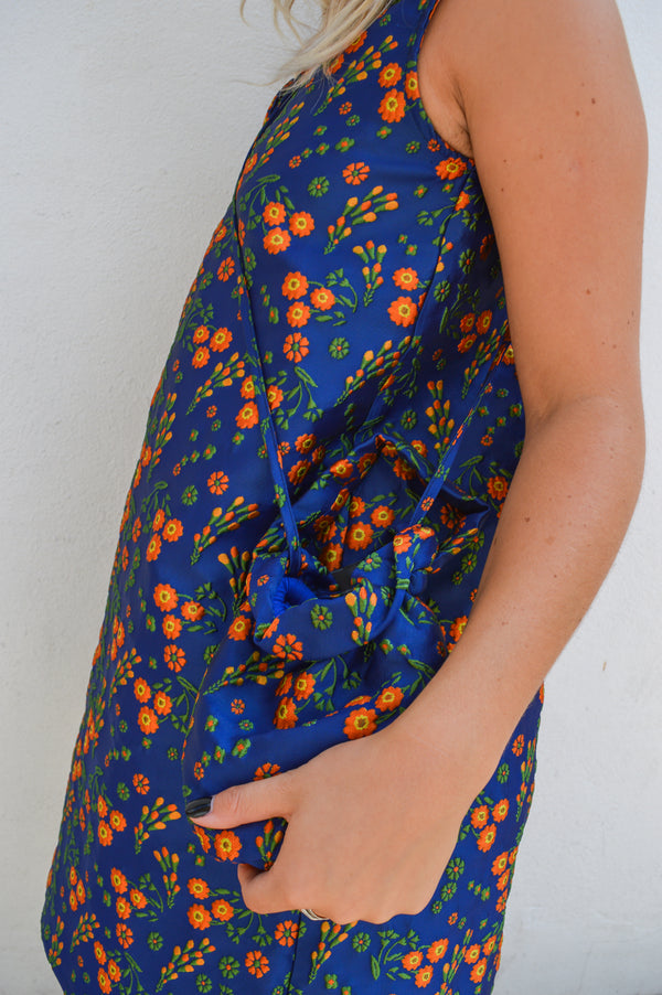 Compania Fantastica Navy Floral Jacquard Bag