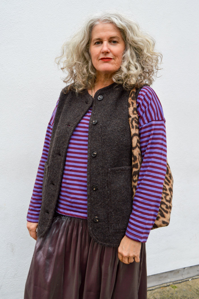 Soeur Chicago Mottle Brown Sleeveless Jacket - The Mercantile London