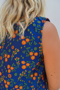 Compania Fantastica Navy Floral Jacquard Mini Dress