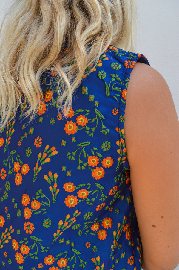 Compania Fantastica Navy Floral Jacquard Mini Dress