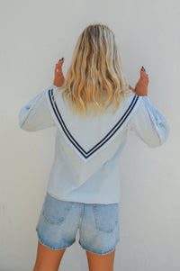 The Tiny Big Sister Scarf Neck Pretty Blue Blouse