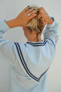 The Tiny Big Sister Scarf Neck Pretty Blue Blouse