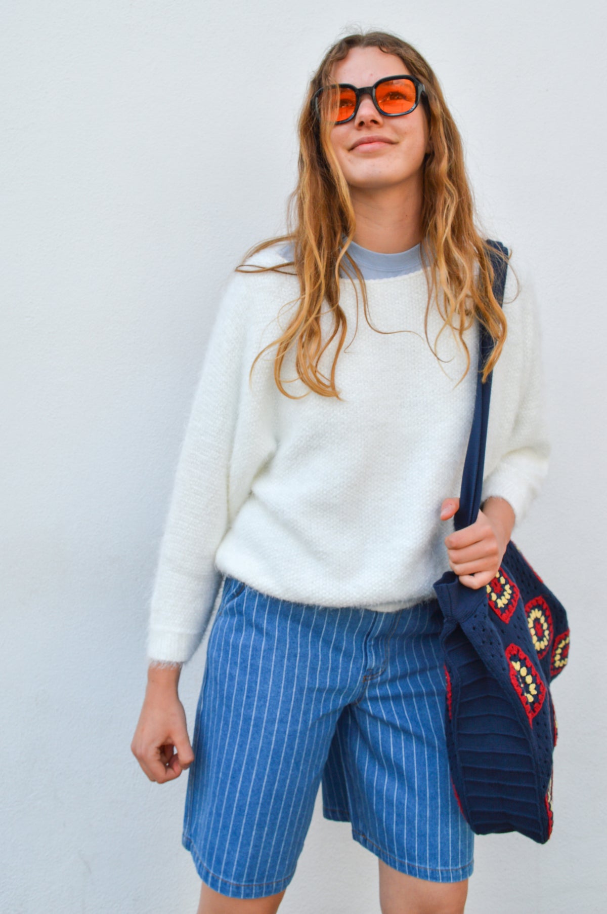 Numph Lucie Blue Denim Stripe Shorts - The Mercantile London