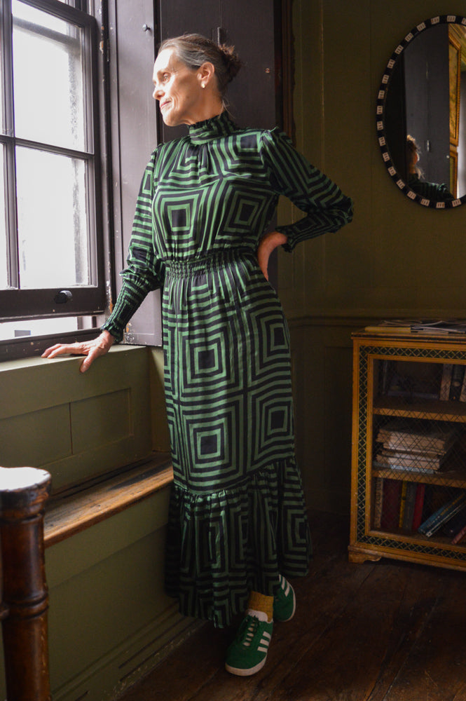 Poppy Field Isadora Lola Black Green Dress - The Mercantile London