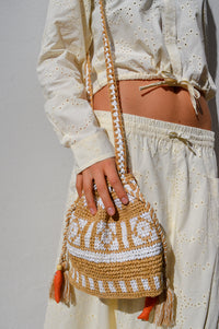 M.A.B.E Pari Raffia Ecru Pouch - The Mercantile London