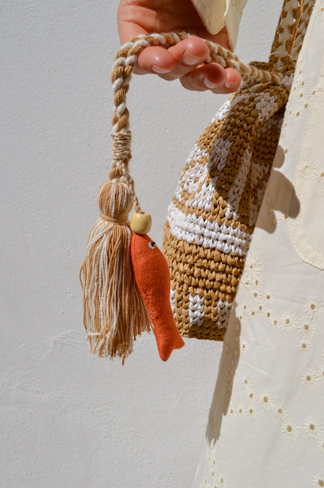 M.A.B.E Pari Raffia Ecru Pouch - The Mercantile London