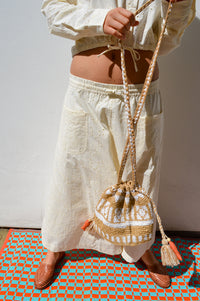 M.A.B.E Pari Raffia Ecru Pouch - The Mercantile London