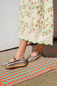 Naguisa Peonia Brown Check Mary Janes - The Mercantile London