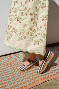 Naguisa Peonia Brown Check Mary Janes - The Mercantile London