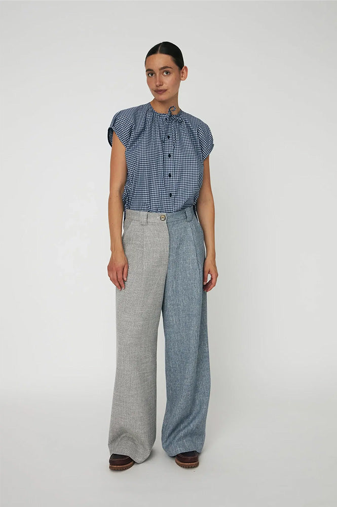 Stella Nova Blue Checks Drop Shoulder Top - The Mercantile London