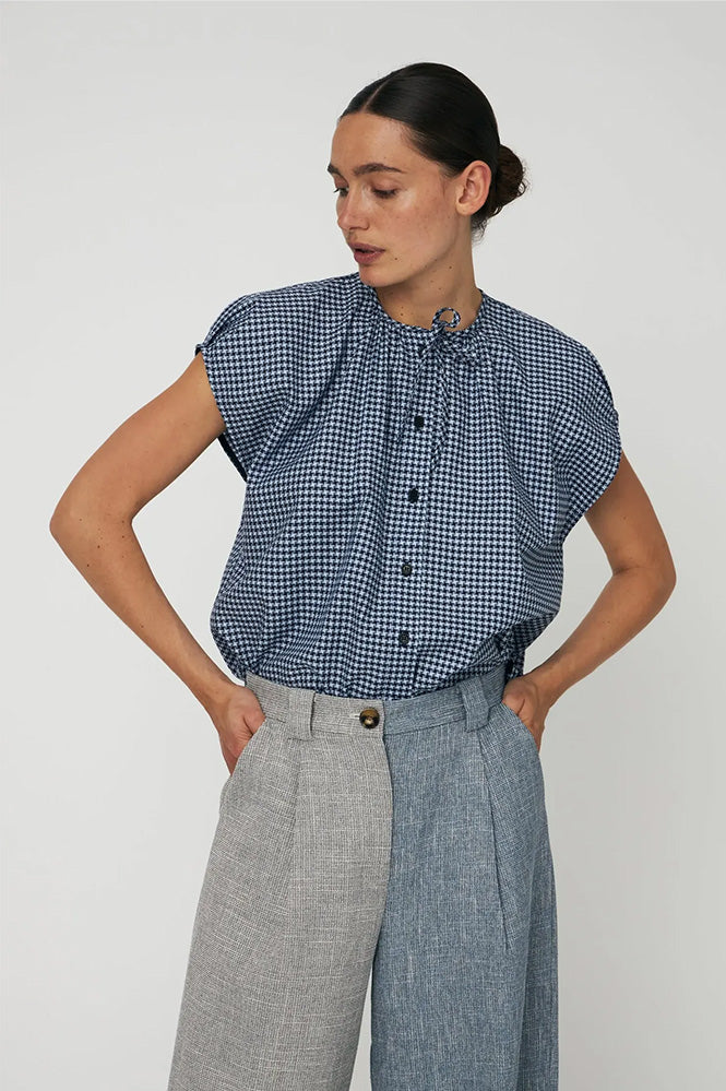 Stella Nova Blue Checks Drop Shoulder Top - The Mercantile London