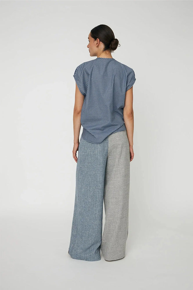Stella Nova Blue Checks Drop Shoulder Top - The Mercantile London