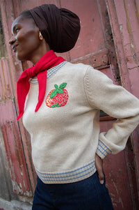 Stella Nova Soft Powder Apple Embroidered Wool Jumper - The Mercantile London