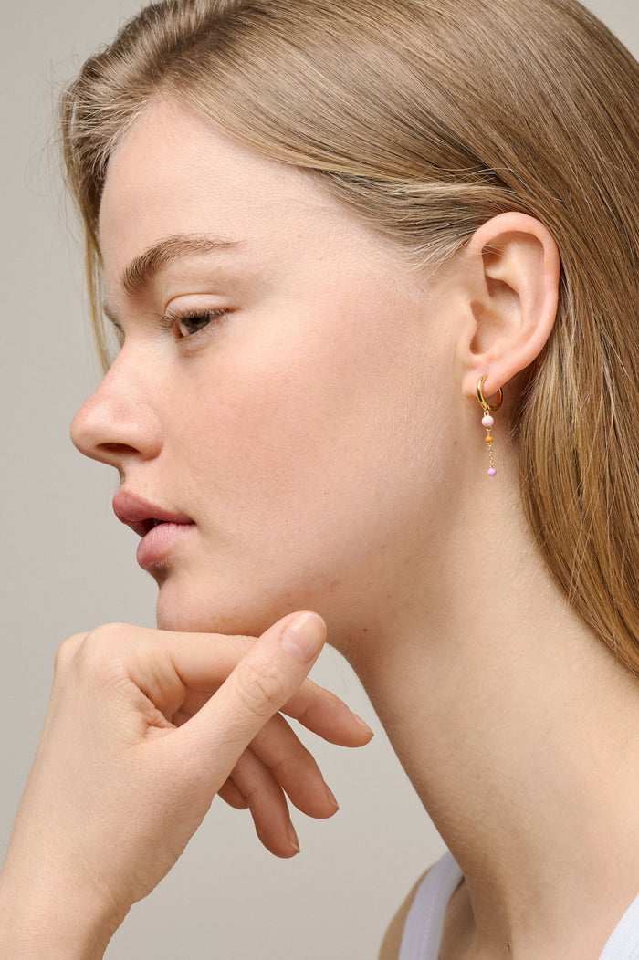 Enamel Lola Bold Hoop Earrings in Blush - The Mercantile London