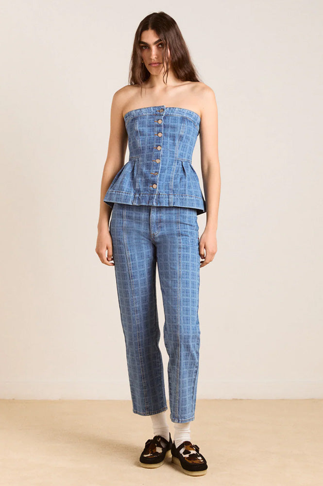 Damson Madder Tovie Laser Check Jeans - The Mercantile London