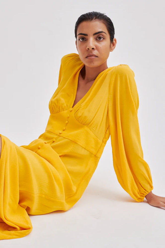 Second Female Emanuelle Golden Apricot Slim Dress - The Mercantile London