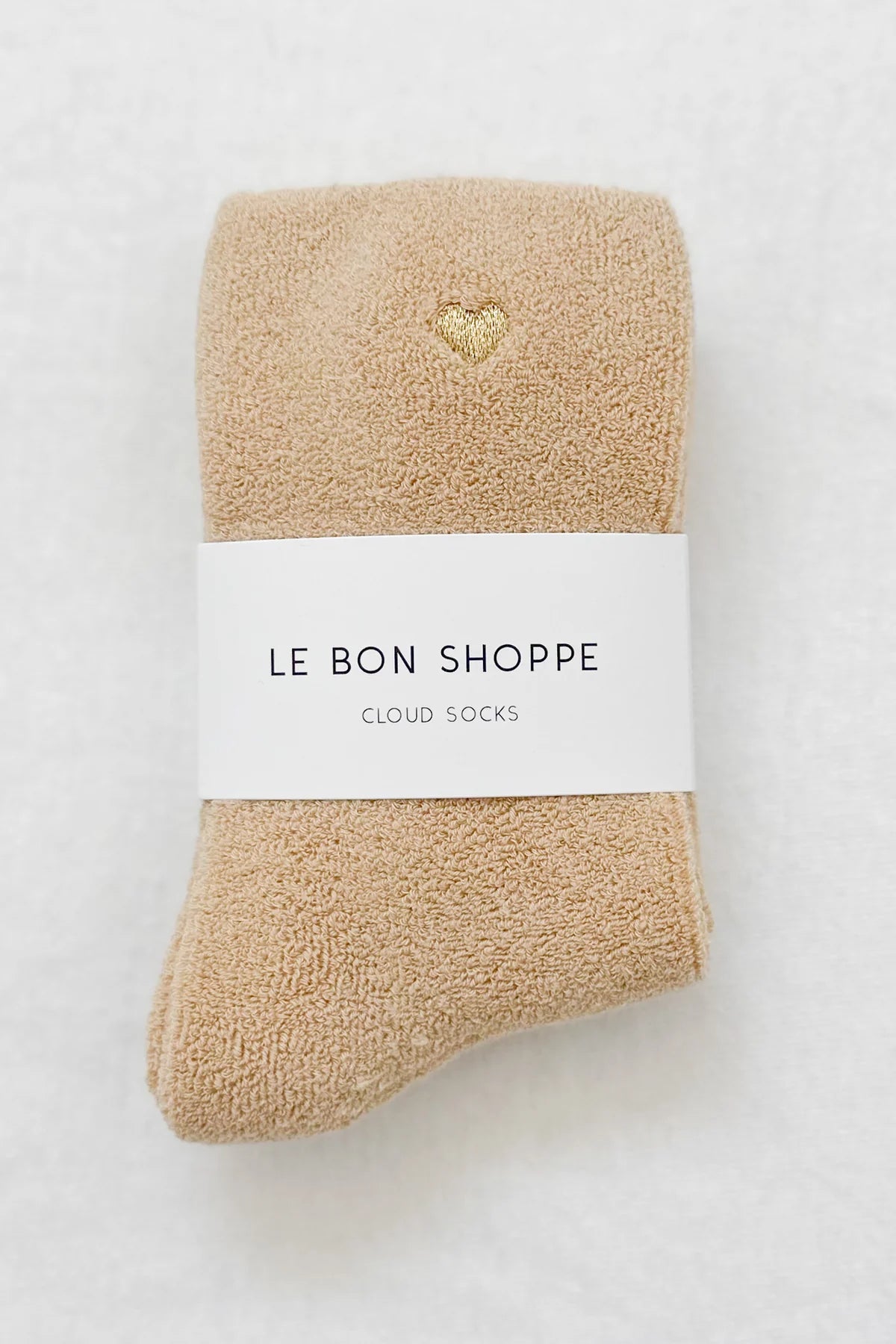 Le Bon Shoppe Embroidered French Vanilla Gold Heart Socks - The Mercantile London