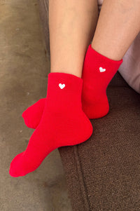 Le Bon Shoppe Cloud Embroidered Red Heart Socks - The Mercantile London