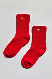 Le Bon Shoppe Cloud Embroidered Red Heart Socks - The Mercantile London
