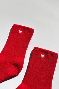 Le Bon Shoppe Cloud Embroidered Red Heart Socks - The Mercantile London