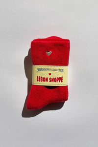 Le Bon Shoppe Cloud Embroidered Red Heart Socks - The Mercantile London