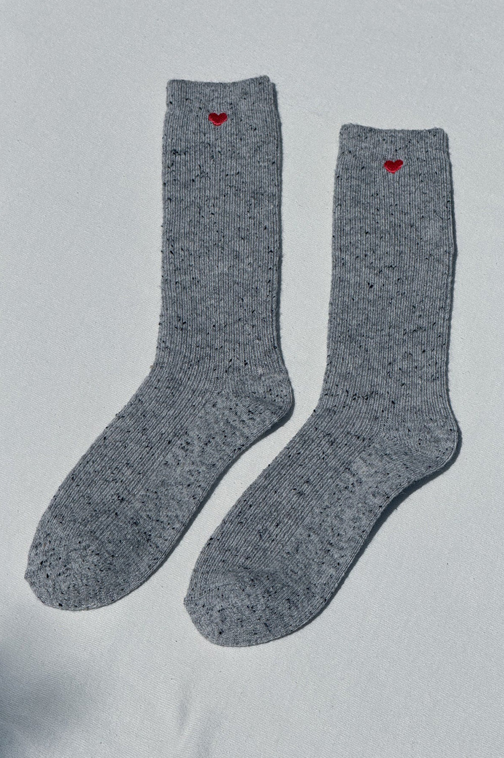 Le Bon Shoppe Grey Heart Embroidered Snow Socks - The Mercantile London