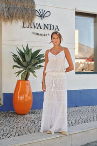 M.A.B.E Lyla Embroidered White Cami - The Mercantile London