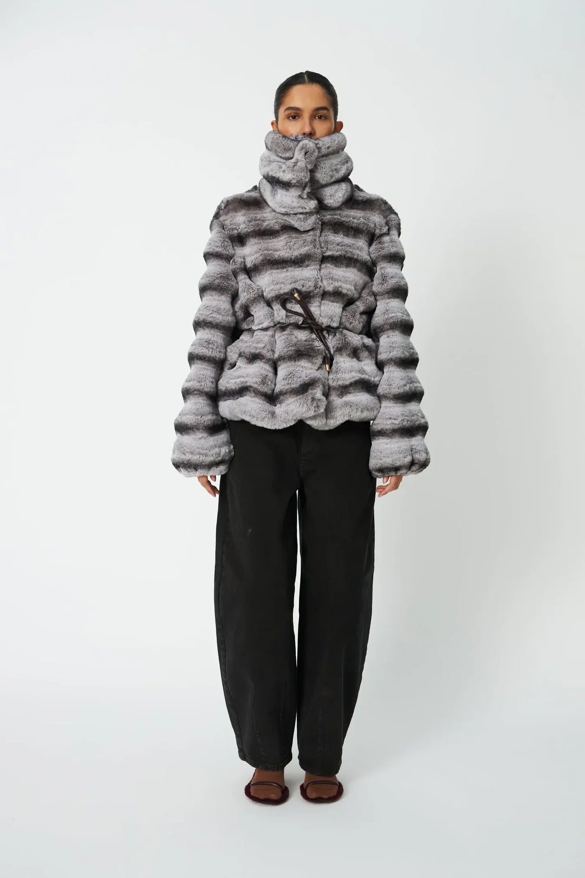 Stella Nova Fall Grey Faux Fur Coat