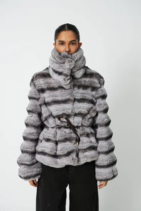 Stella Nova Fall Grey Faux Fur Coat