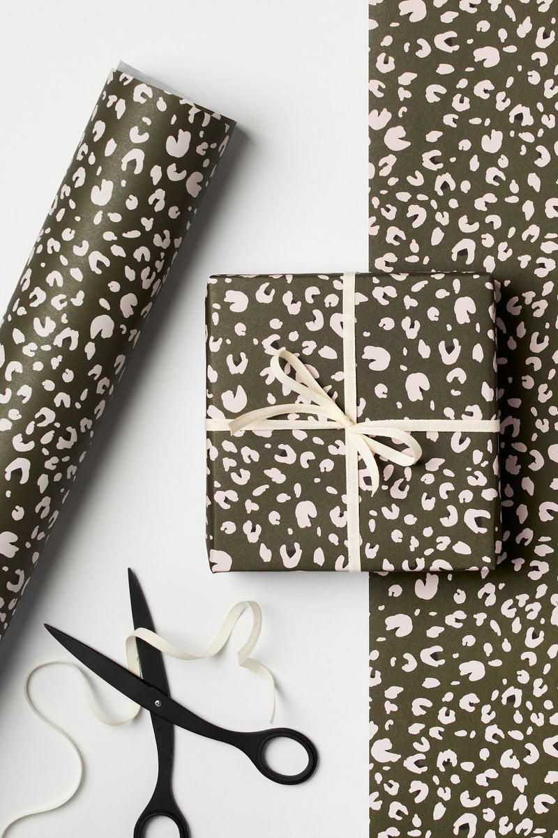 Kinshipped Moss Green Leopard Print Gift Wrap - The Mercantile London