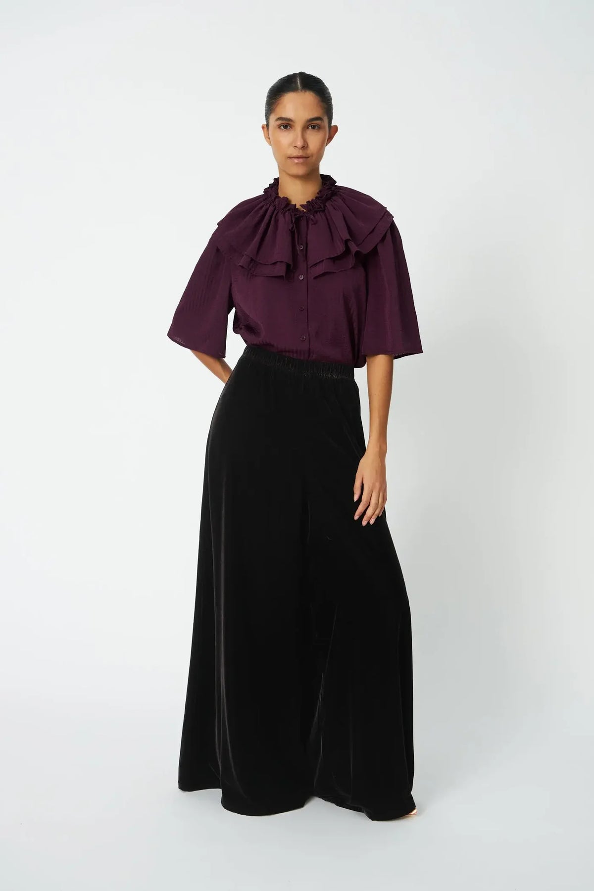 Stella Nova Beetroot Frill Top