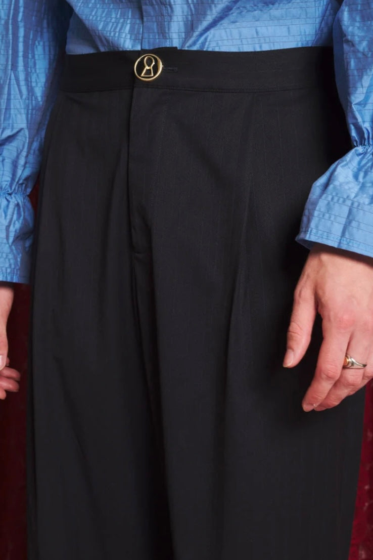 Sister Jane Roman Black Barrel Leg Trouser