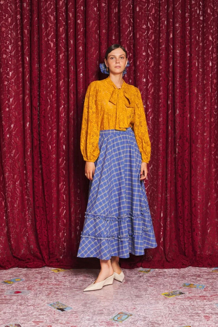 Sister Jane Lumina Blue Check Circle Skirt - The Mercantile London
