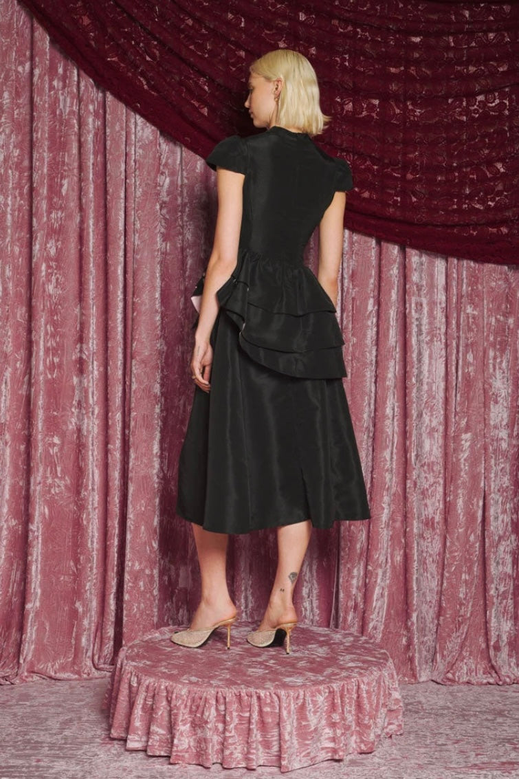 Dream Sister Jane Elixir Black Ruffle Midi Dress