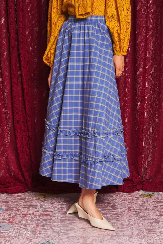 Sister Jane Lumina Blue Check Circle Skirt