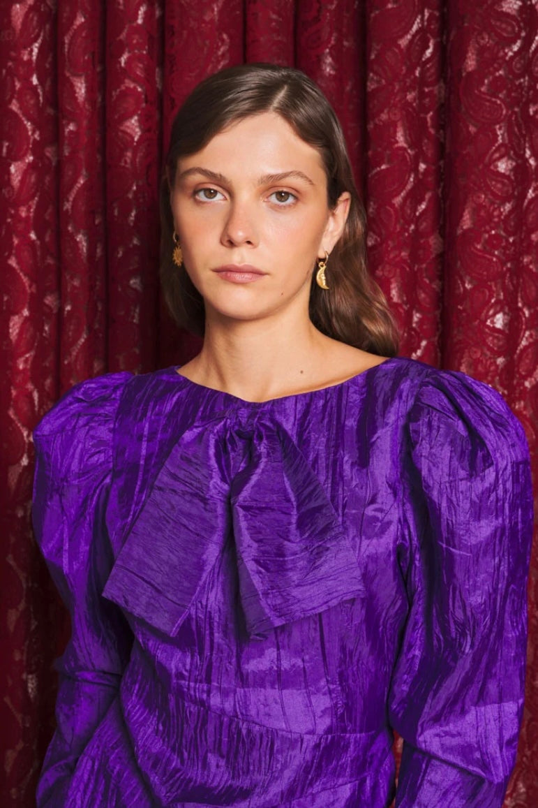 Sister Jane Nephrite Taffeta Deep Purple Top
