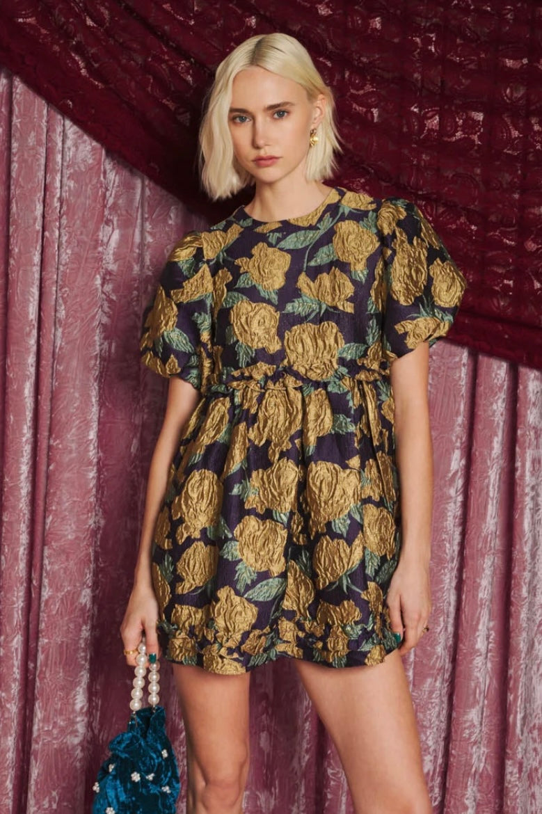 Dream Sister Jane Peridot Jacquard Mini Dress